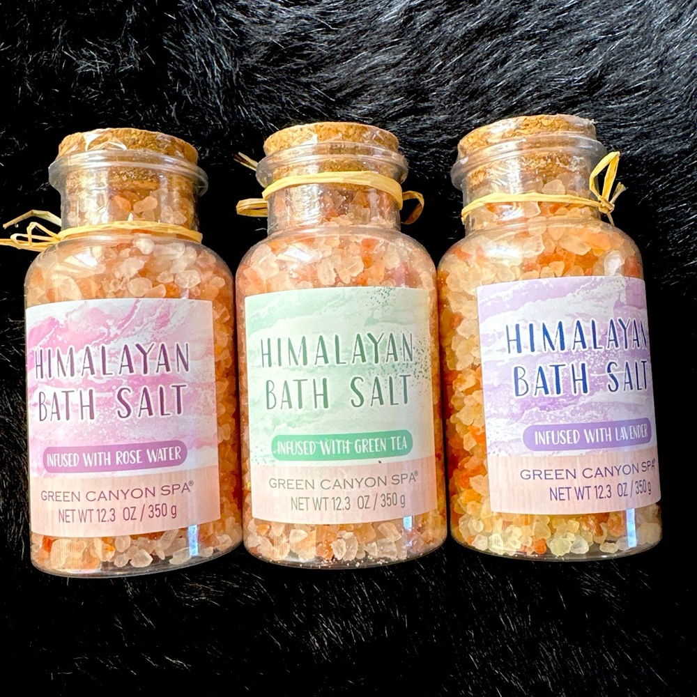 3 Pack Green Canyon Spa Himalayan Bath Salts Infused W Rose Water, Green Tea